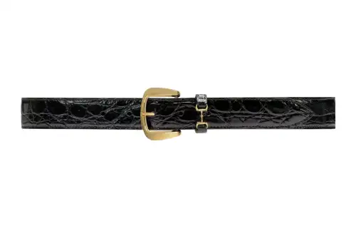 GUCCI Crocodile Leather Belts Men's Black Width 3cm