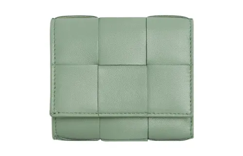 Bottega Veneta Sheepskin With Cow Leather Wallet Women's Sage Green