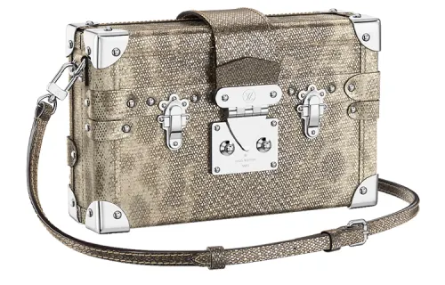 LOUIS VUITTON PETITE MALLE Karon Snake Skin Hard Box Shoulder Bag, Crossbody Bag Regular Women's Silver Gray