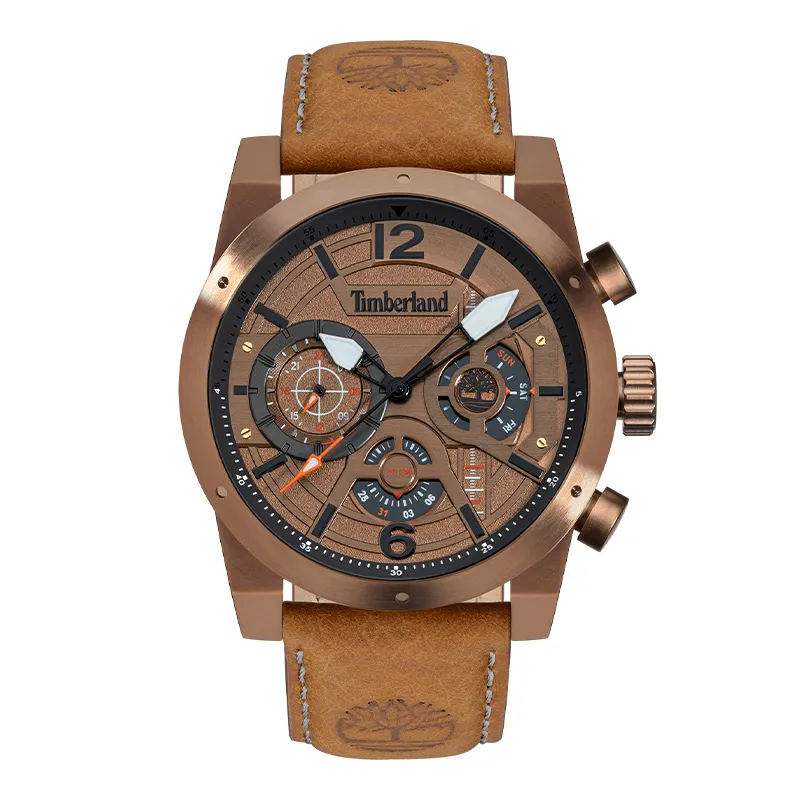Timberland Holyoke Wrist Watches Quartz Movement Leather Strap Coffee Watch Dial Men's Watches