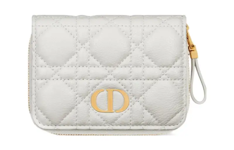 DIOR Calfskin Wallet Women's Silver Gray