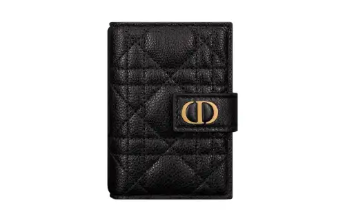 DIOR Caro Calfskin Card Holder, Wallet Women's Black