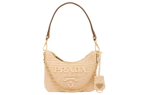 PRADA Re Edition Straw And Wicker Shoulder Bag Women's Tan/Natural