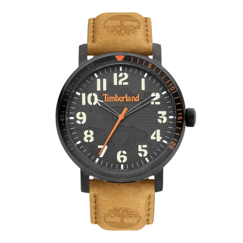 Timberland Topsmead Collection Wrist Watches Quartz Movement Leather Strap 44mm Black Dial Men's Watches