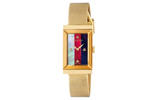 GUCCI G Frame Wrist Watches Quartz Movement Stainless Steel Strap Red Watch Dial Women's Watch 30m Water Resistant