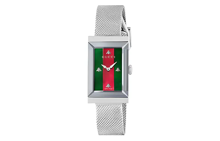 GUCCI Wrist Watches Quartz Movement Stainless Steel Watchband 21mm Green Dial Women's Watch 30m Water Resistant