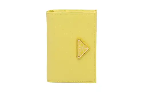 PRADA Saffiano Leather Card Holder, Wallet Small Women's Yellow
