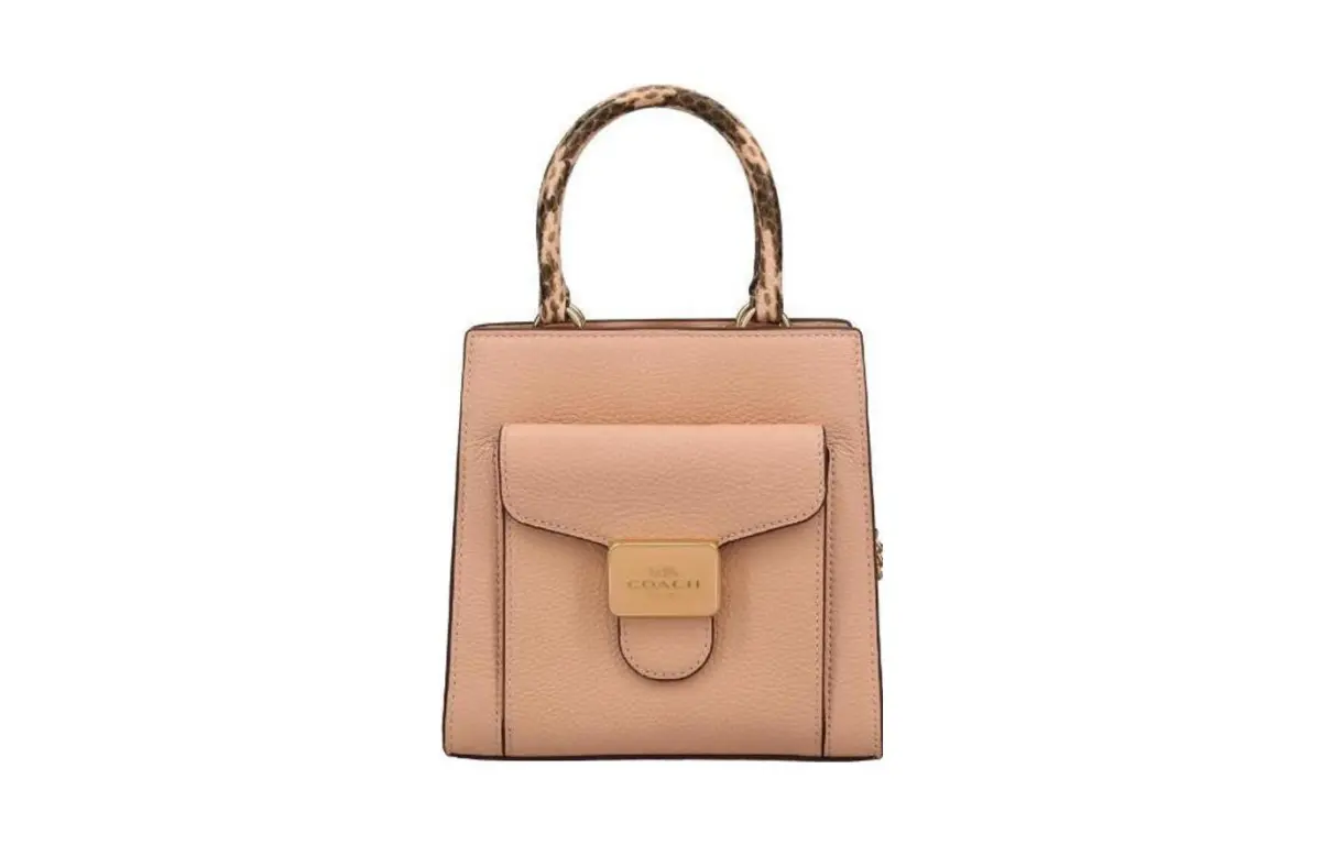 COACH Pepper Refined Pebbled Leather With Snakeskin Print Embossed Leather
