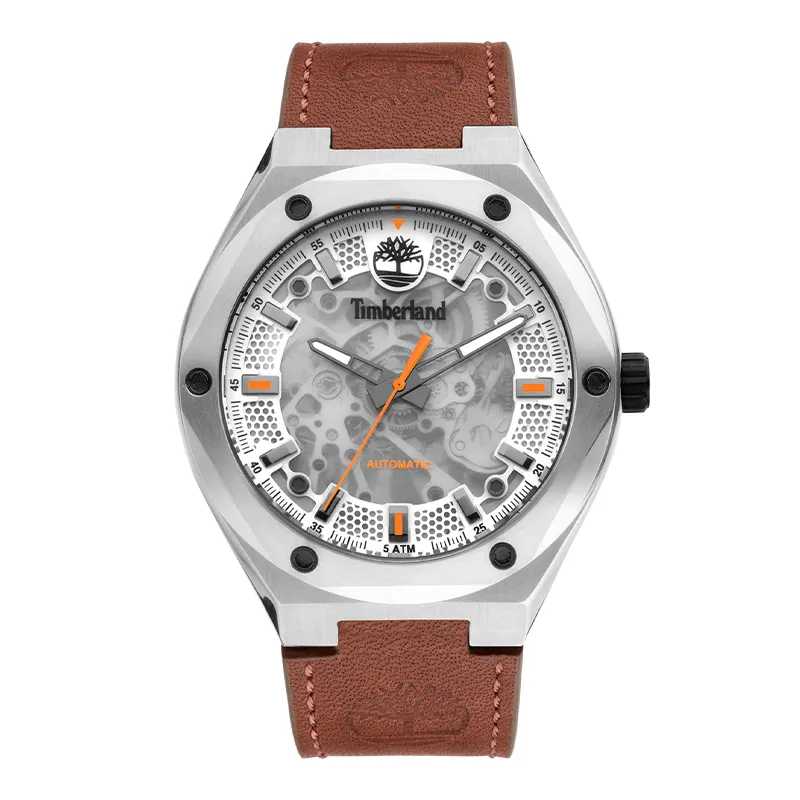 Timberland Alburgh Wrist Watches Automatic Mechanical Movement Leather Strap 44mm Black Dial Men's Watches