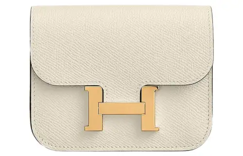 HERMES Constance Slim Gold tone Lock Epsom Leather Crossbody Bags Women's 12 Nata Cream White