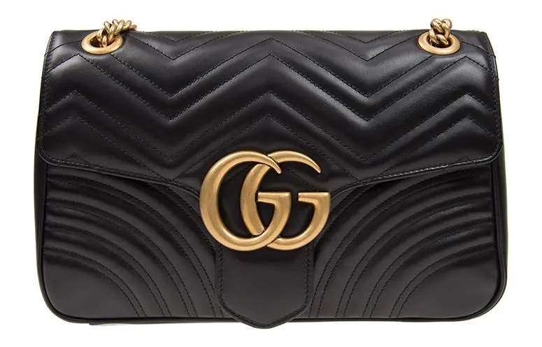 GUCCI GG Marmont Quilted Leather Crossbody Bag, Shoulder Bag Medium Women's Black