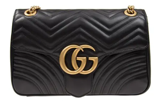 GUCCI GG Marmont Quilted Leather Crossbody Bag, Shoulder Bag Medium Women's Black