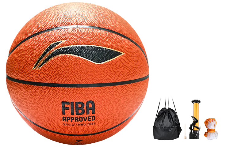 Li Ning Pu Basketball Natural Rubber Carcass Red Brown Size 7 Competition Unisex China Mainland Version
