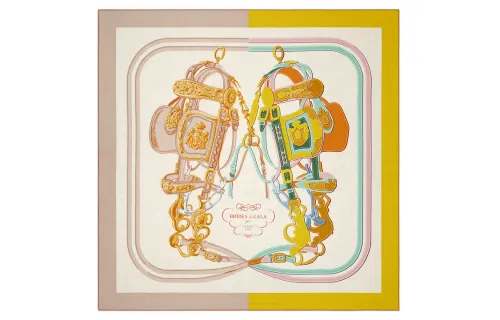 HERMES Brides De Gala Scarves Women's Light Umber/Yellow