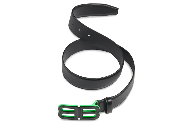 Balenciaga Cow Leather Belts Men's Black Width 3.3cm