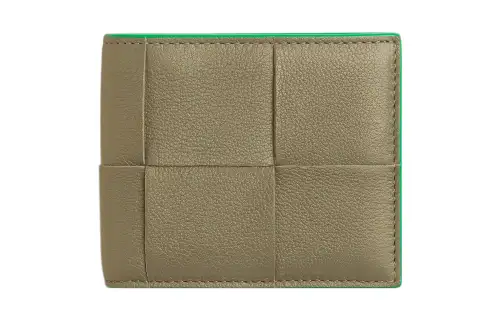 Bottega Veneta Lambskin With Calfskin Wallet Men's Taupe/Parrot Green