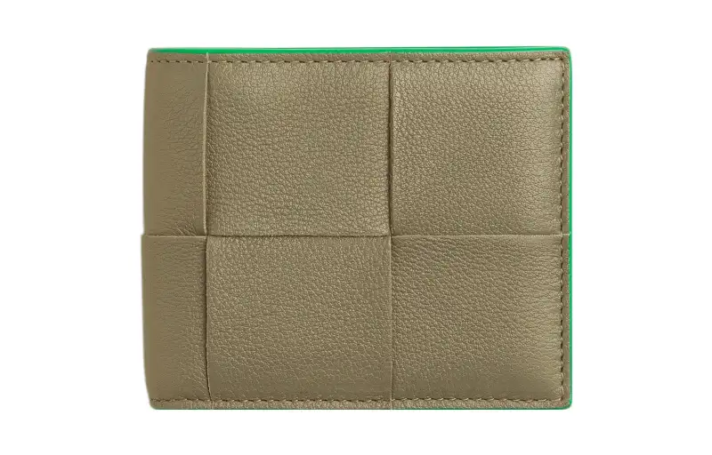Bottega Veneta Lambskin With Calfskin Wallet Men's Taupe/Parrot Green