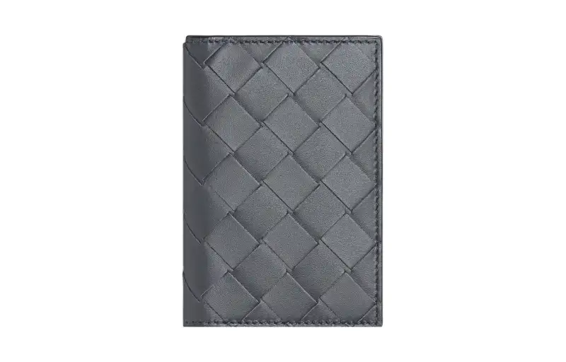 Bottega Veneta Cow Leather Wallet, Card Holder Men's Lightning Gray/Pool Blue