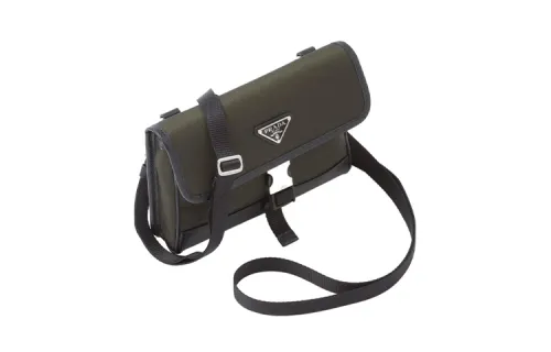 PRADA Recycled Nylon With Saffiano Leather Shoulder Bag, Crossbody Bag Cell Phone Pouch Regular Men's Green