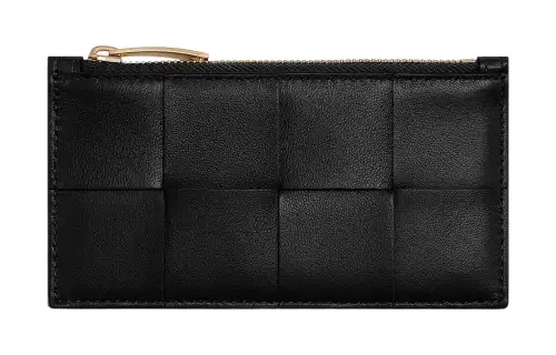 Bottega Veneta Sheepskin With Calfskin Card Holder, Wallet Women's Black