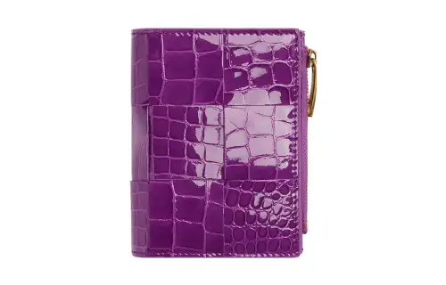 Bottega Veneta Shiny Cow Leather Card Holder, Wallet Small Women's Venom Purple