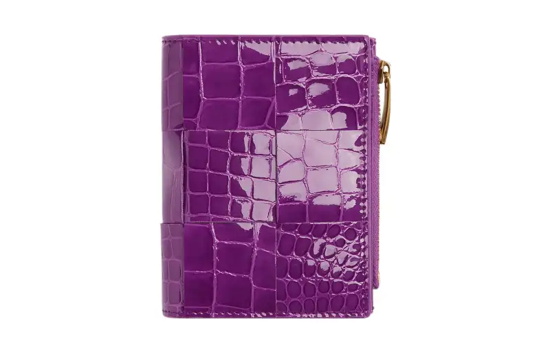 Bottega Veneta Shiny Cow Leather Card Holder, Wallet Small Women's Venom Purple