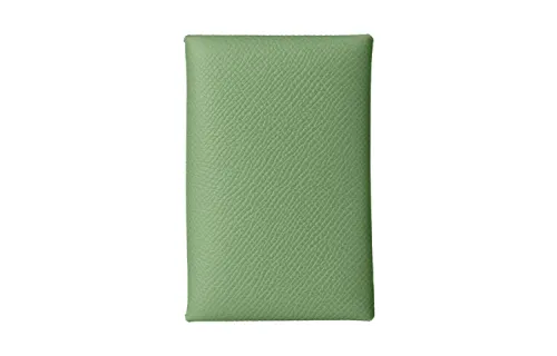 HERMES Calvi Epsom Calfskin Card Holder Women's Locust Green