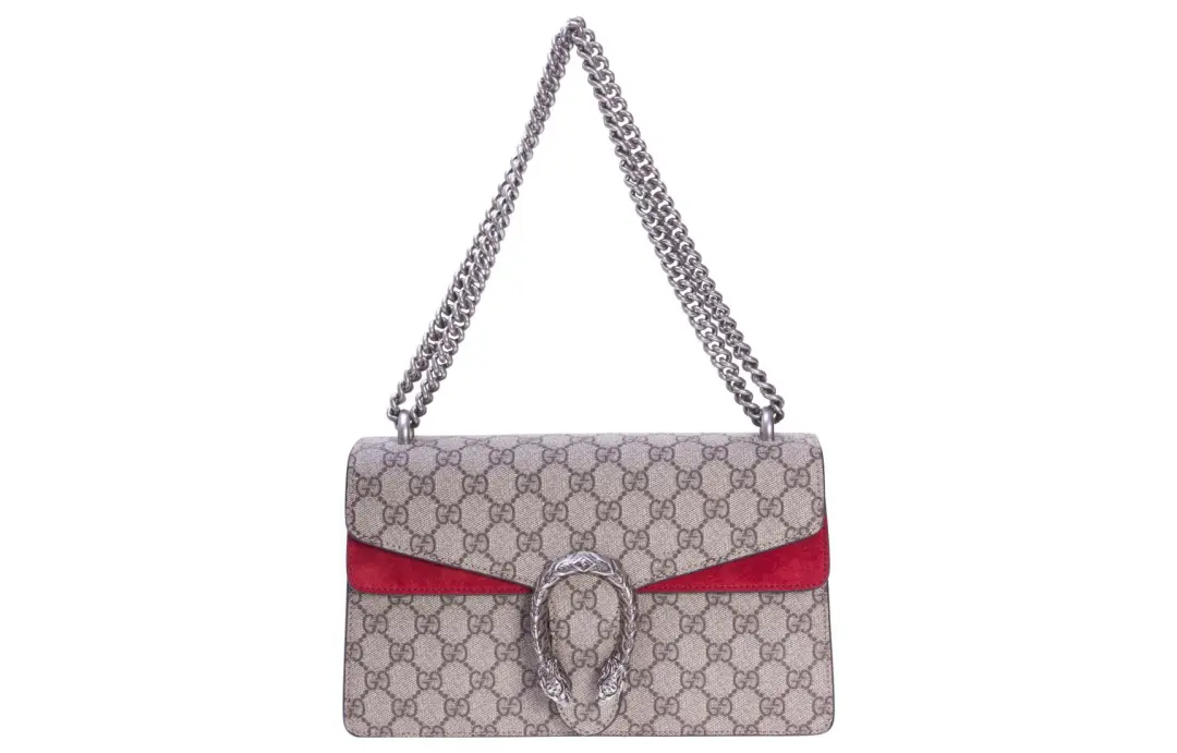 GUCCI Dionysus Canvas With Leather Shoulder Bag, Crossbody Bag Small Women's Ebony & Red