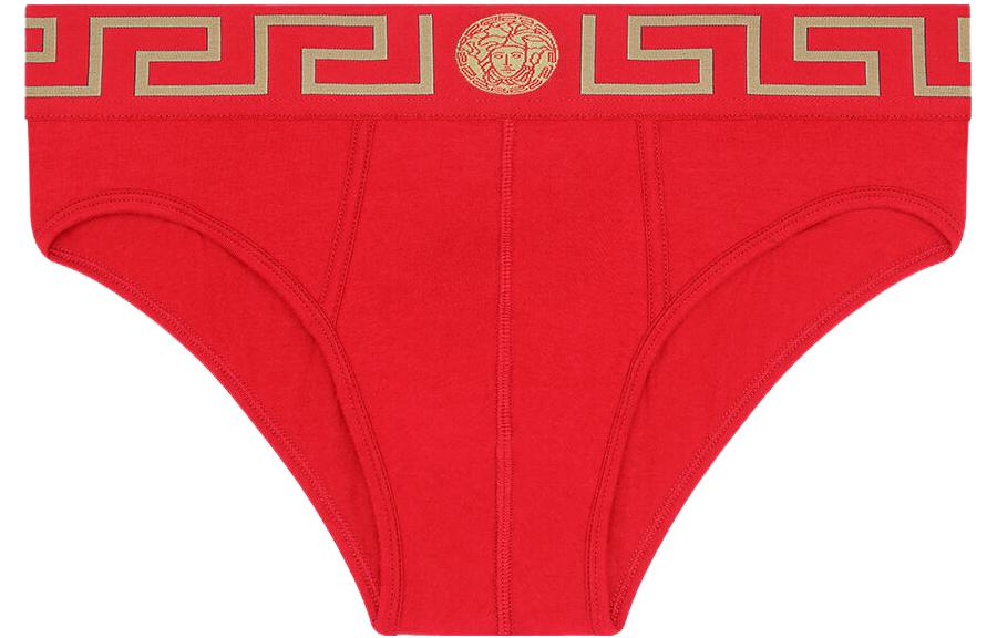 VERSACE SS23 Greek key print piping briefs men's 1 pack red