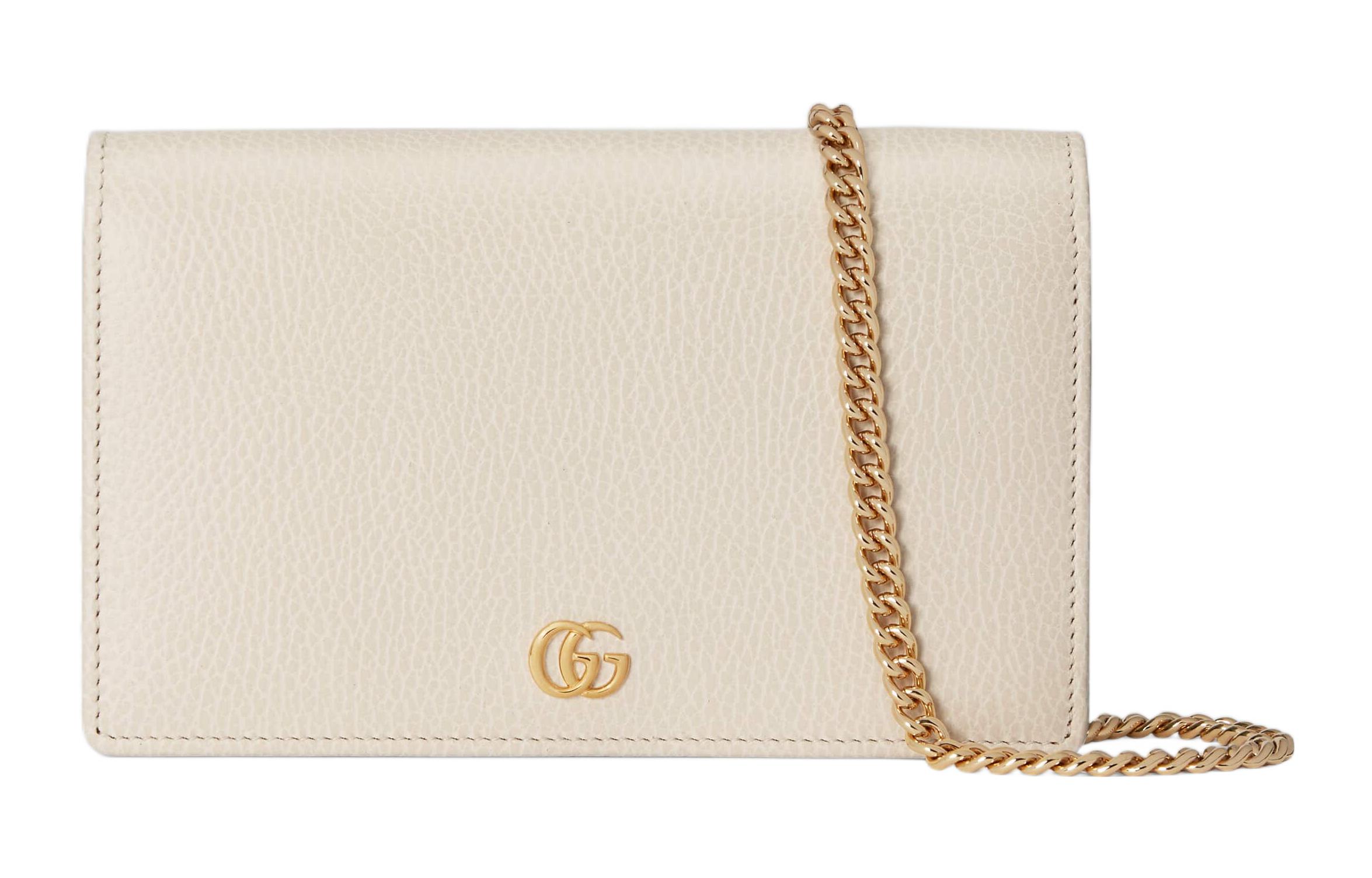GUCCI Gucci, golden removable accessory, straps, small white one-shoulder bag