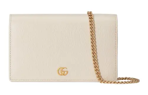 GUCCI Gucci, golden removable accessory, straps, small white one-shoulder bag, women's style