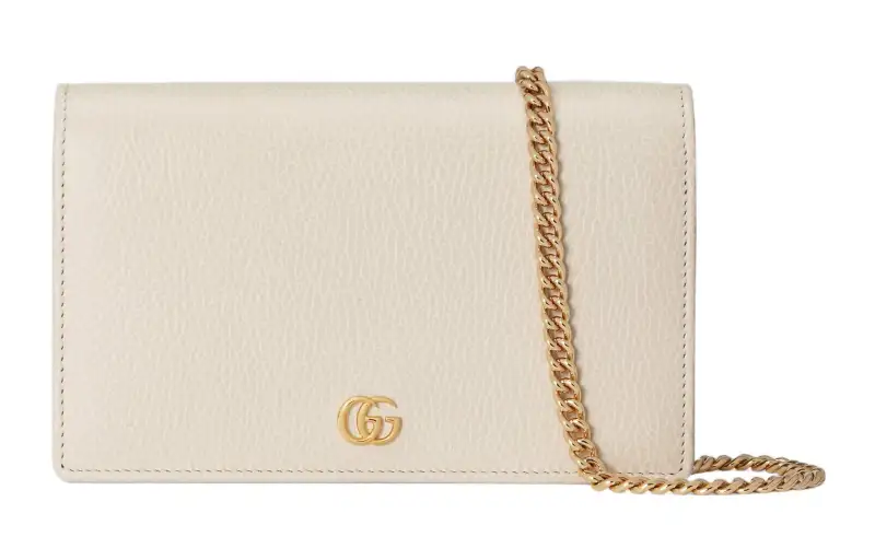 GUCCI Gucci, golden removable accessory, straps, small white one-shoulder bag, women's style