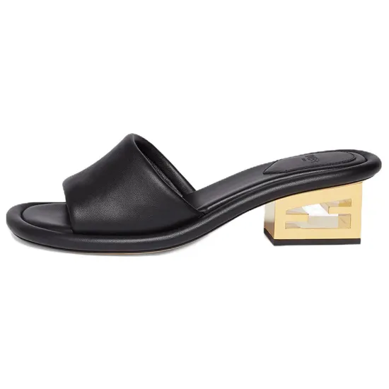 FENDI Leather Logo detail Mules