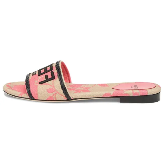 FENDI Embroidered-logo Slip-on Slides