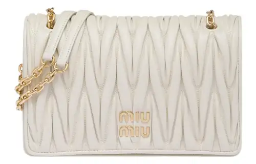 MIU MIU Matelassé Soft Sheep Leather Crossbody Bag, Shoulder Bag Women's White
