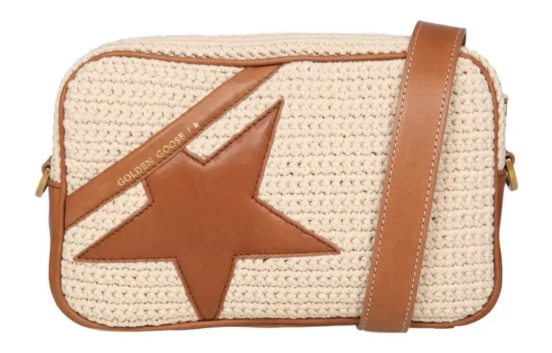 Star-patch crochet crossbody bag