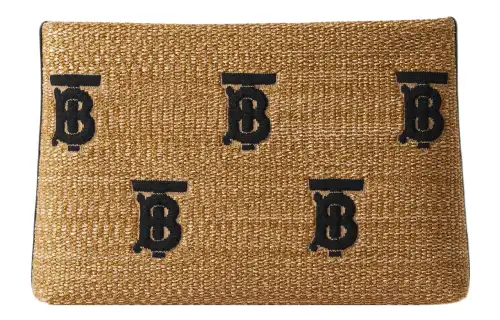 Burberry Raffia With Leather Clutch Women's Natural/Black