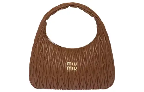 MIU MIU Nappa Leather Hobo Bag, Shoulder Bag, Crossbody Bag, Handbag Women's Red Brown