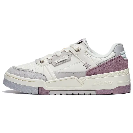 LINING Journey 1.5 Skateboard Shoes Women's Low-Top White Gray/Purple