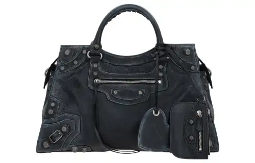 Balenciaga Neo Cagole City Lambskin Handbag, Shoulder Bag Regular Women's Washed Black