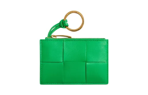 Bottega Veneta Lambskin With Cow Leather Key Pouch Women's Green