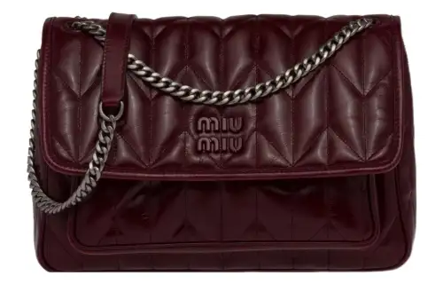 MIU MIU Shiny Leather Crossbody Bag, Shoulder Bag Women's Amaranth Red
