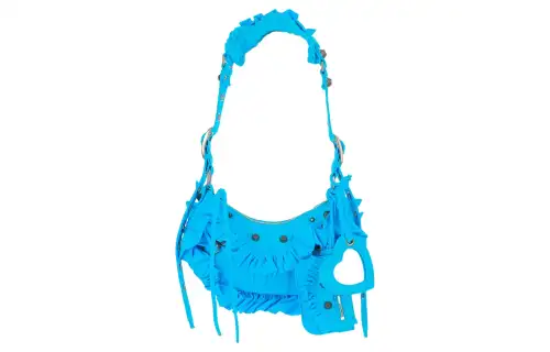 Balenciaga Le Cagole Polyamide Crescent Bag, Portable Crossbody Bag, Shoulder Bag Mini Women's Light Blue