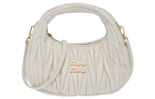 MIU MIU Wander Matelasse Nappa Leather Hobo Bag White
