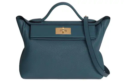HERMES 24/24 Maurice & Swift Calfskin Crossbody Handbag, Shoulder Bag Women's Prussian Blue