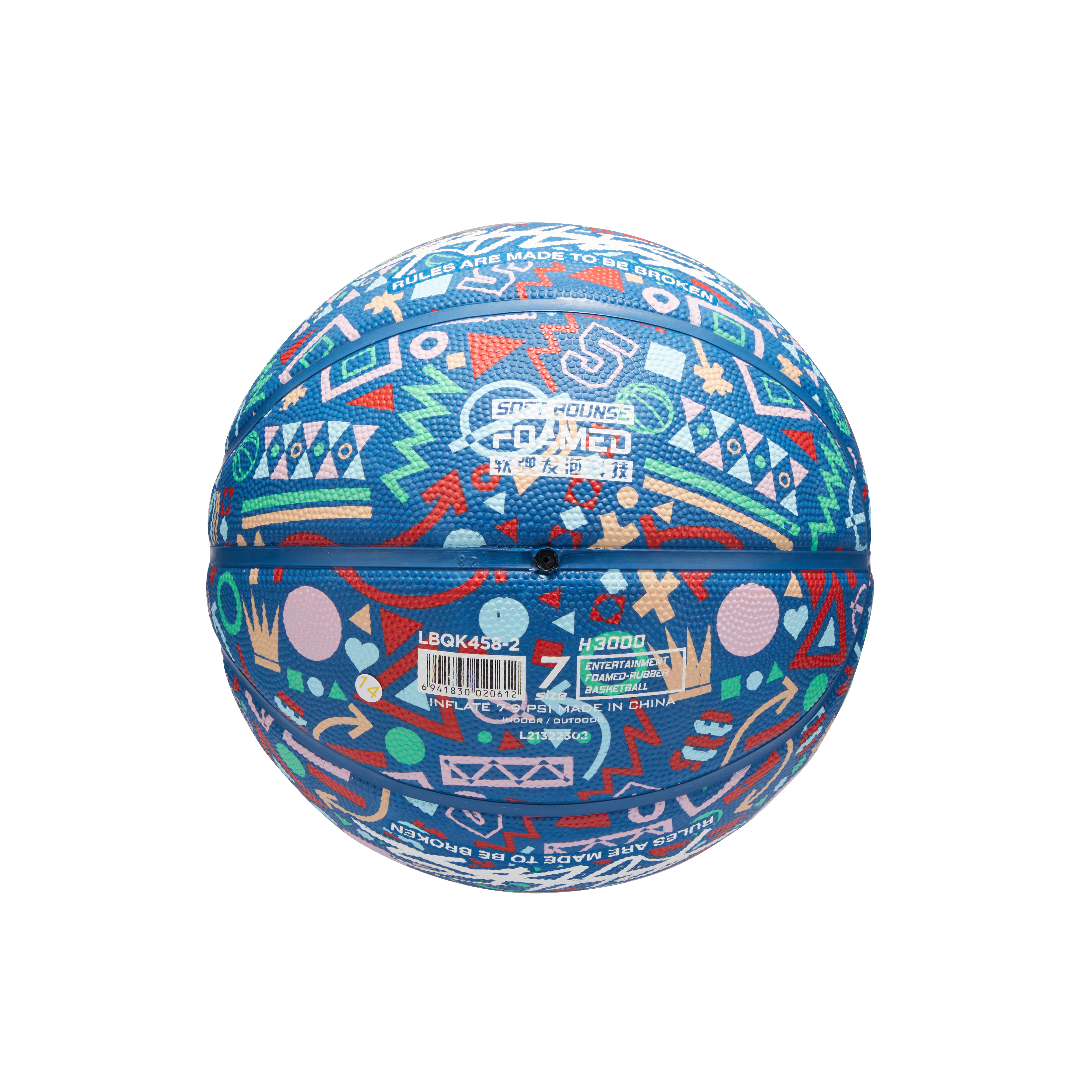 Li Ning China Mainland Version Rubber Basketball Blue Graffiti Size 7 Ball Training Kids’