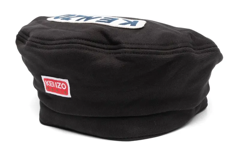 logo-patch cotton beret