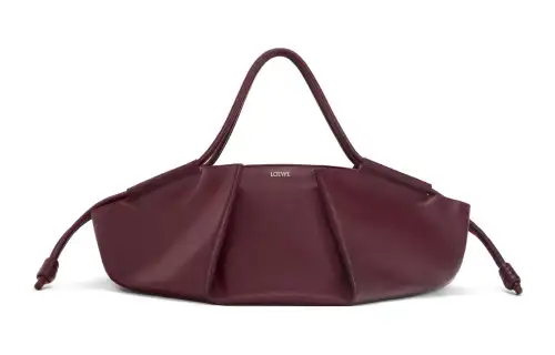 LOEWE Bright Nappa Cow Leather Dumpling Bag, Shoulder Bag, Crossbody Bag, Handbag Small Women's Burgundy