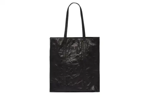 PRADA Soft Sheep Leather Tote Bag, Shopping Bag, Shoulder Bag, Handbag Medium Women's Black