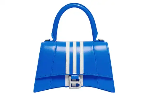 Balenciaga Adidas Collaboration Hourglass Cow Leather Hourglass Bag, Crossbody Handbag Small Women's Blue
